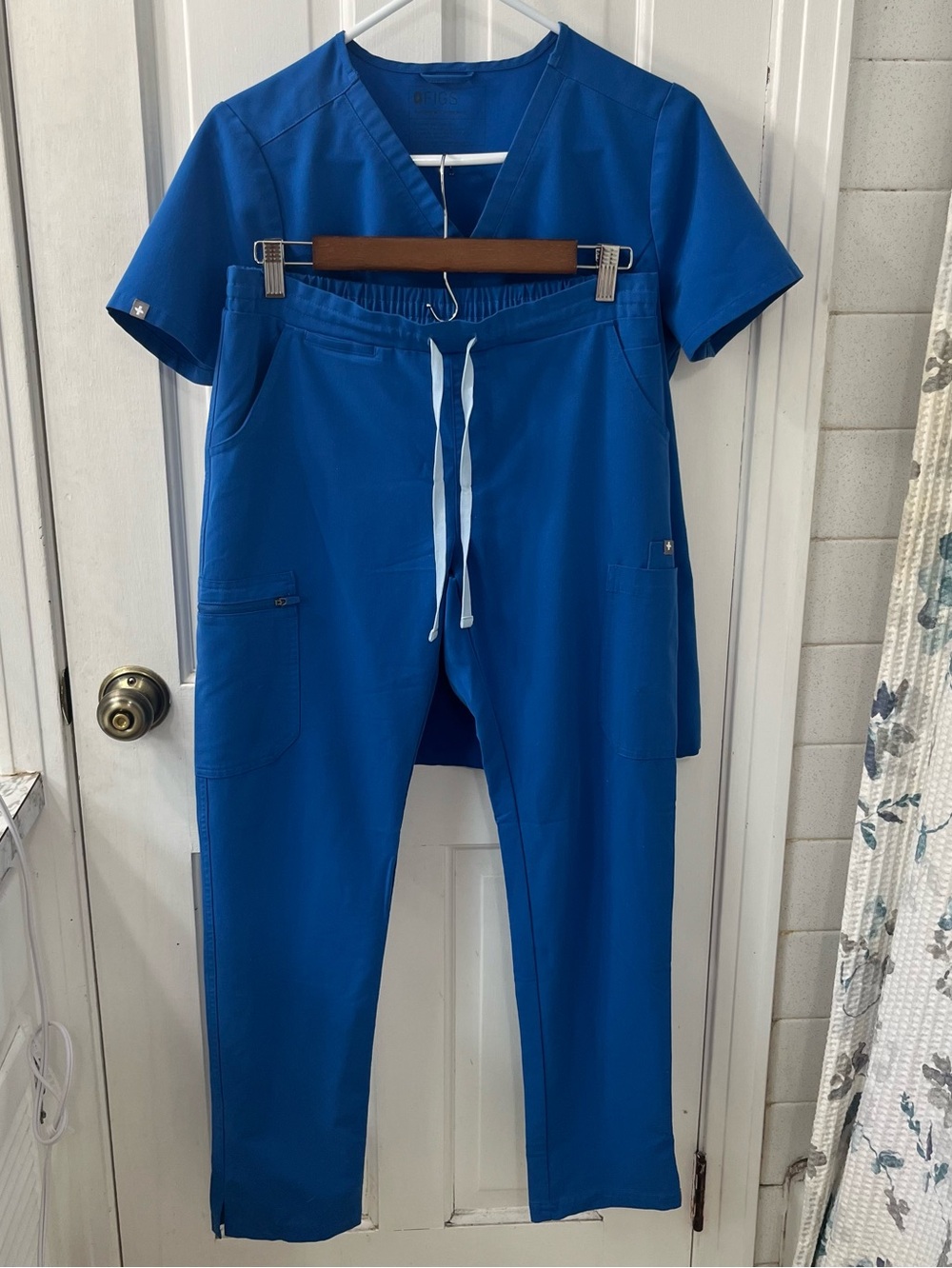 Women’s Blue Drawstring Scrub Pants - Brand Not Visible